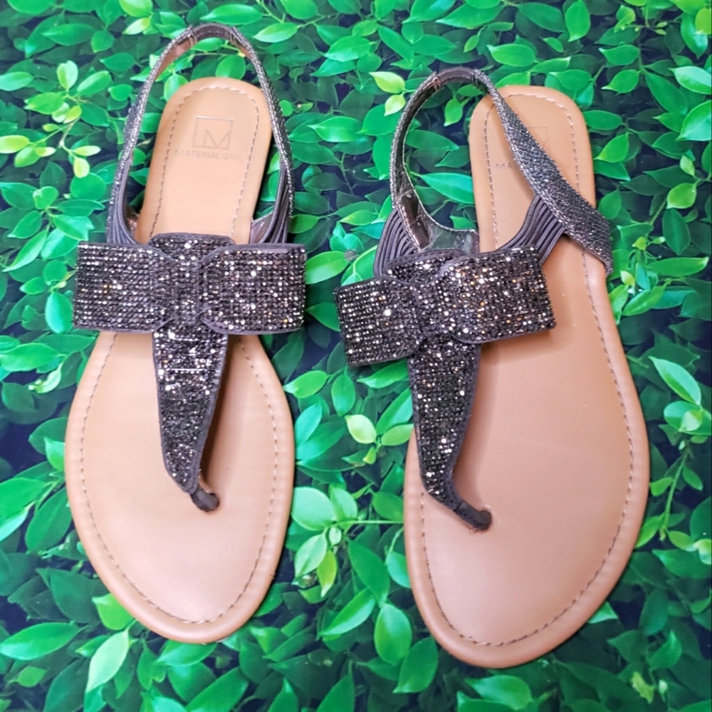 Material Girl Bling Bow Embellished Sandals Size 10